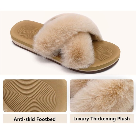 Womens Fuzzy Slides - Size 8 - Picture 4 of 7